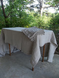 Custom Linen Tablecloth - Well Wrinkled Linen Tablecloth - Frayed Edge Tablecloth - Matching Linen Napkins - Washed Linen Tablecloth
