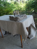 Custom Linen Tablecloth - Well Wrinkled Linen Tablecloth - Frayed Edge Tablecloth - Matching Linen Napkins - Washed Linen Tablecloth