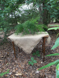 Burlap tablecloth with fringed edges