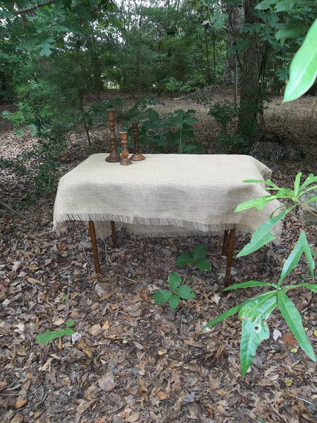 Fringed Burlap Tablecloth