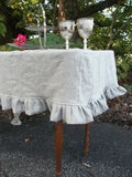 Slipcover Style Linen Tablecloth - Ruffled Tablecloth - Fitted Tablecloth - Table Slipcover - Custom  Linen Tablecloth - French Prairie Style Tablecloth