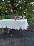 Slipcover Style Linen Tablecloth - Ruffled Tablecloth - Fitted Tablecloth - Table Slipcover - Custom  Linen Tablecloth - French Prairie Style Tablecloth