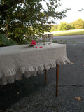 Slipcover Style Linen Tablecloth - Ruffled Tablecloth - Fitted Tablecloth - Table Slipcover - Custom  Linen Tablecloth - French Prairie Style Tablecloth