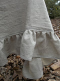 Ruffled Linen Tablecloth - Handmade Ruffled Tablecloth - Natural Linen Tablecloth -70x70 Table Cloth - French Prairie Tablecloth 70" Square