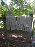 Ruffled Linen Bath Towels Sets -  Custom Ruffled Linen Towels -  Linen Bath Towels -  Linen Tea Towels