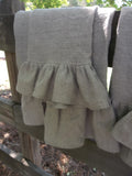 Ruffled Linen Bath Towels Sets -  Custom Ruffled Linen Towels -  Linen Bath Towels -  Linen Tea Towels