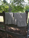 Ruffled Linen Bath Towels Sets -  Custom Ruffled Linen Towels -  Linen Bath Towels -  Linen Tea Towels